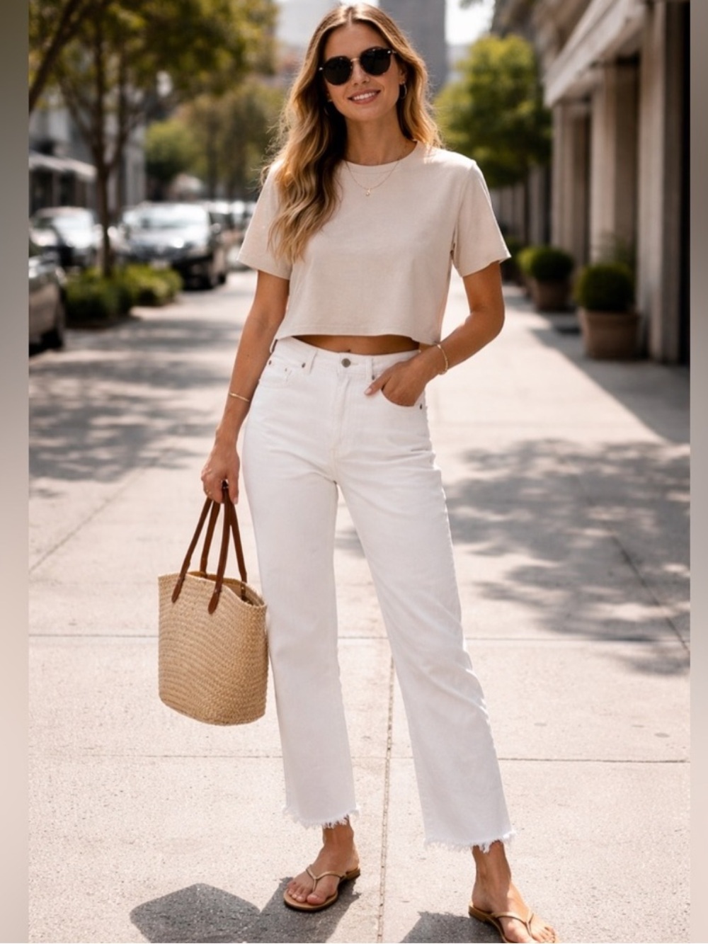 BILL BLASS Women’s Vintage White Fray Hem Ankle High Waist Pants 10 NEW
